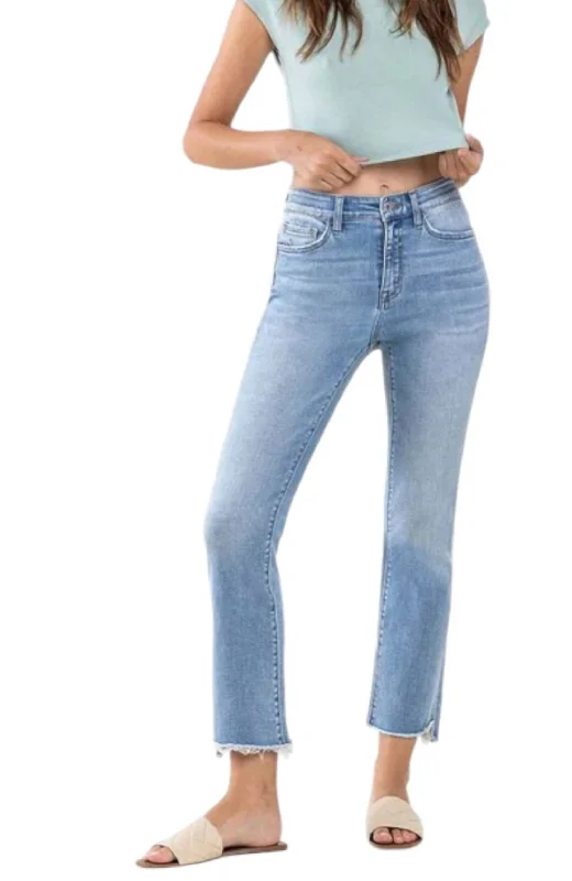 High Rise Stretch Straight Leg Jeans In Blue