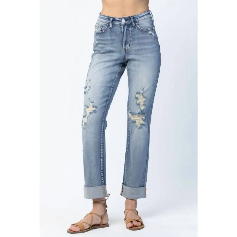 Lyla High Waist Boyfriend Jeans In Light Blue