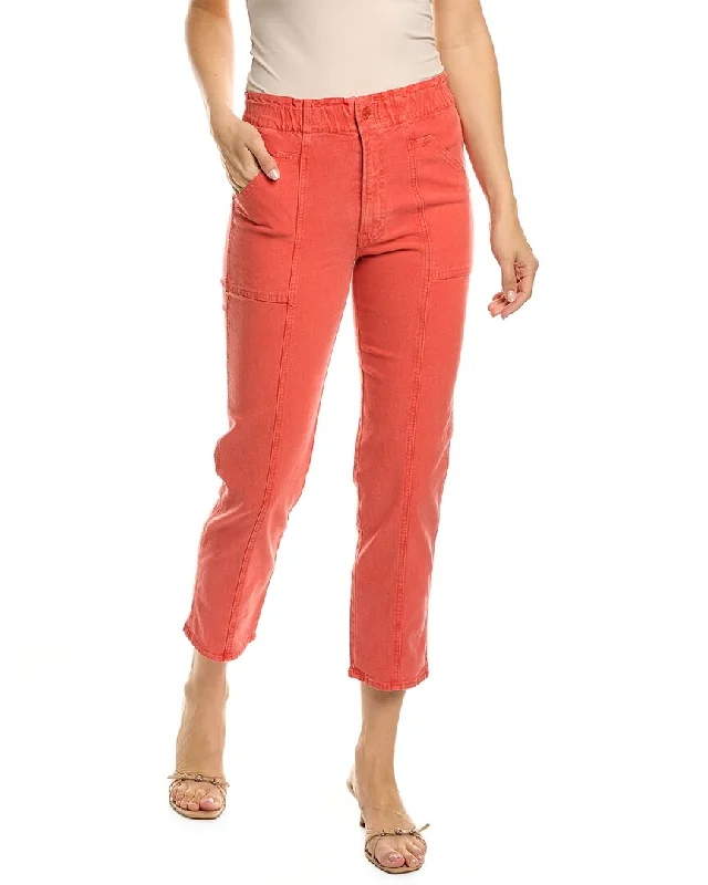 Belted women leggings for a defined waist and added styleMOTHER The Springy Hot Coral Ankle Jean