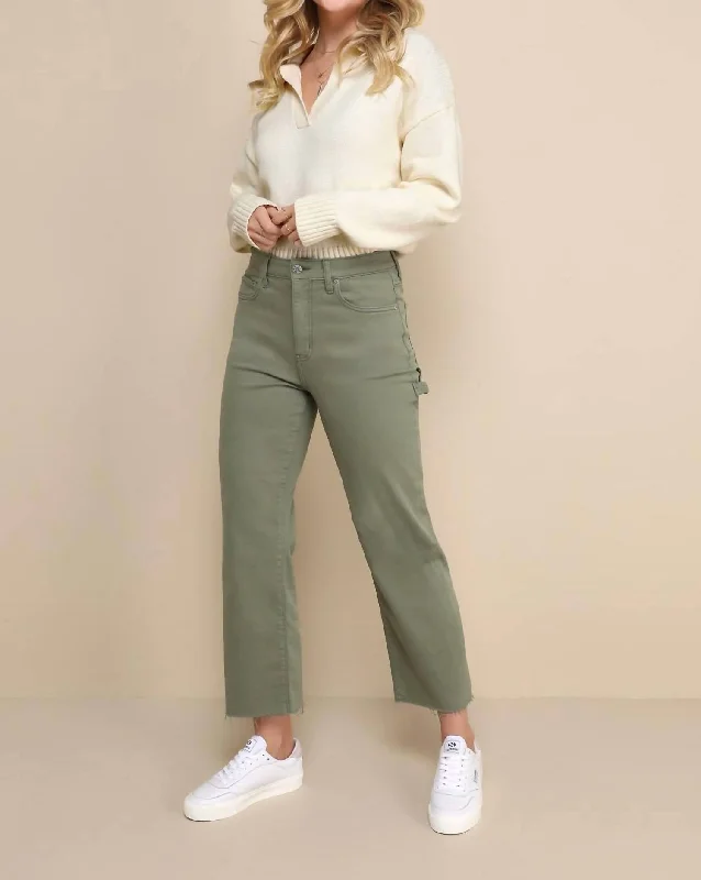 Sundaze Utility Crop Jeans In Olive