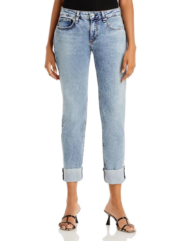 Womens Denim Raw Hem Boyfriend Jeans