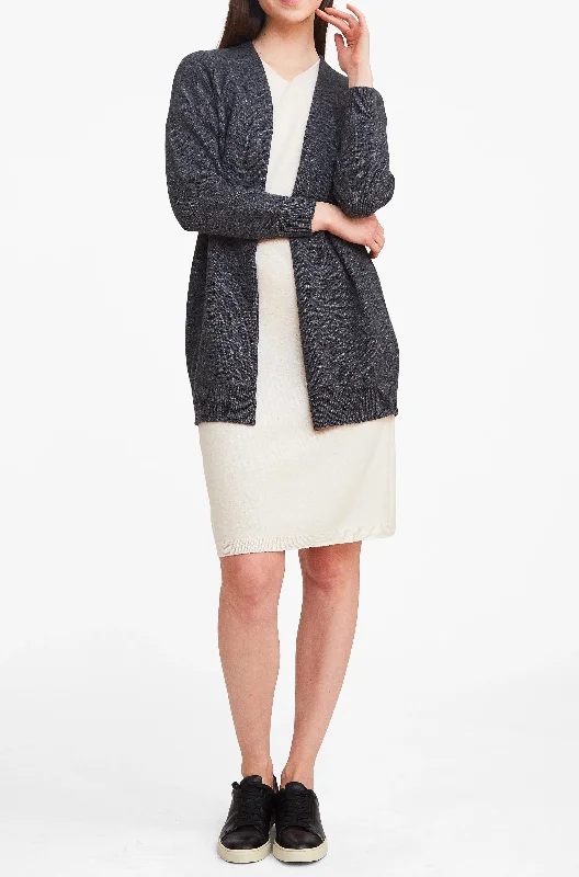 lightweight women cardigan for spring and fallEffortlessly Chic Open Cardigan - Charcoal