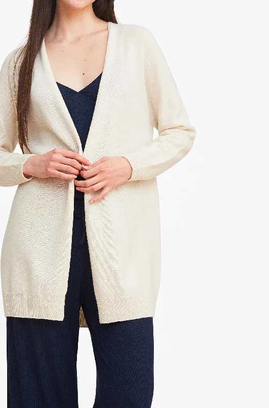 cropped women cardigan to pair with high - waisted jeansEffortlessly Chic Open Cardigan - Ivory