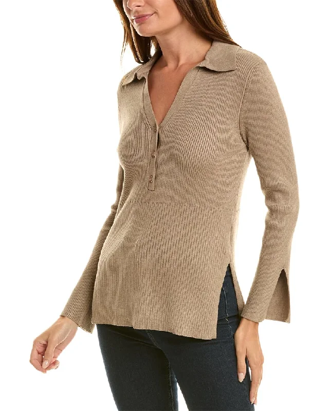 V - Neck Women's Ribbed Wool Sweaters for Fall525 America Gemma Pullover