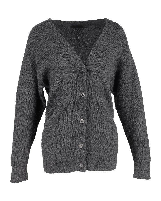 cashmere blend women cardigan for a luxurious feelAlexander Wang Buttoned Cardigan in Grey Wool