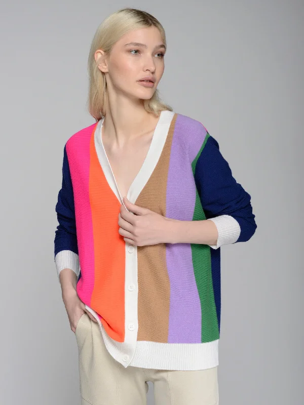 hooded women cardigan for added warmth and styleAlina Striped Cardigan in Multicolor