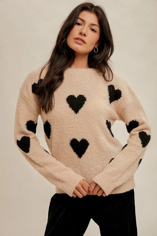 Plus Size Women's Belted Cable Knit SweatersAriana Heart Sweater