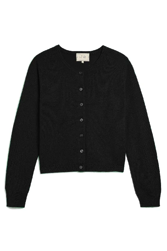 machine washable women cardigan for easy careAva Black Cashmere Cardigan