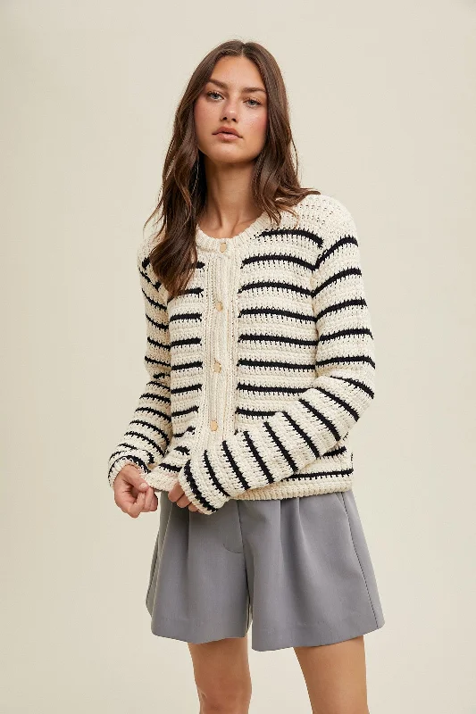 cable knit women cardigan with intricate patternsBella Button Up Cardigan