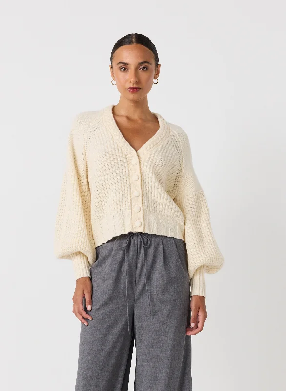 plus size women cardigan for comfortable layeringBronwyn Wool Knit Cardigan | Cream | Restock