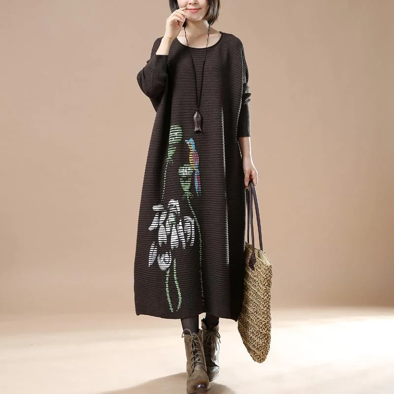 Bell - Sleeve Women's Mohair - Wool Blend SweatersBrown long maxi dresses knit sweaters