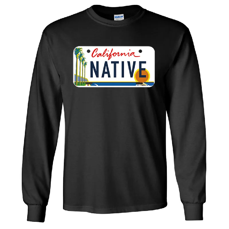 Distressed Women T Shirt with a Laid - Back AestheticCalifornia Native License Plate Long Sleeve Shirt