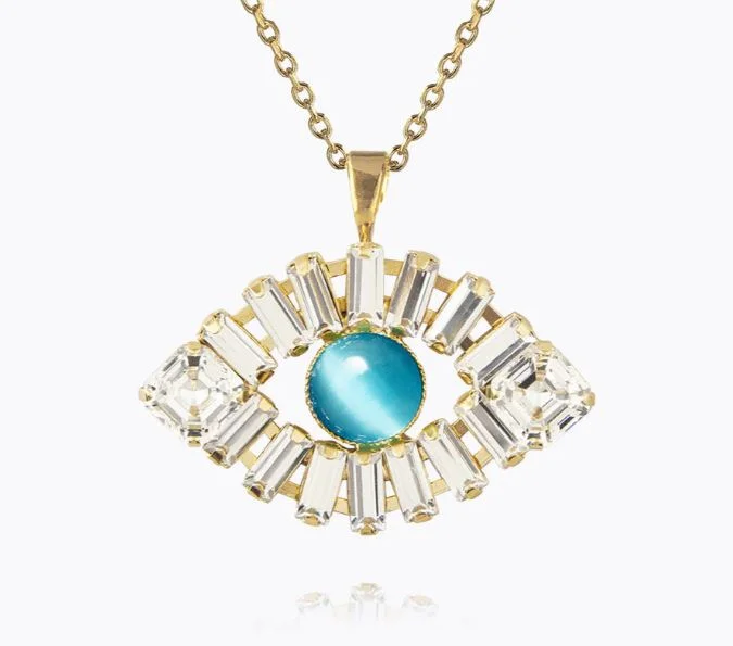 Sleeveless Women's Silk - Trimmed Sweaters for SummerCaroline Svedbom Greek Eye Statement Necklace Crystal/Aquamarine