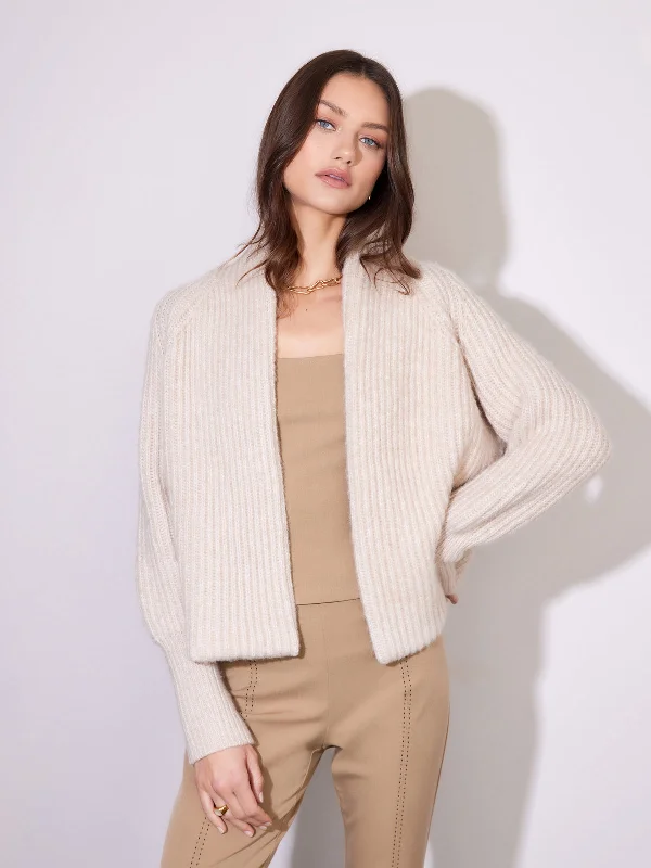 cable knit women cardigan with intricate patternsCely Cropped Cardigan in Bone