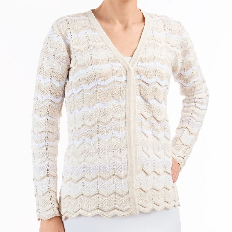 oversized women cardigan for a trendy and cozy lookChevron Cardigan in Beige