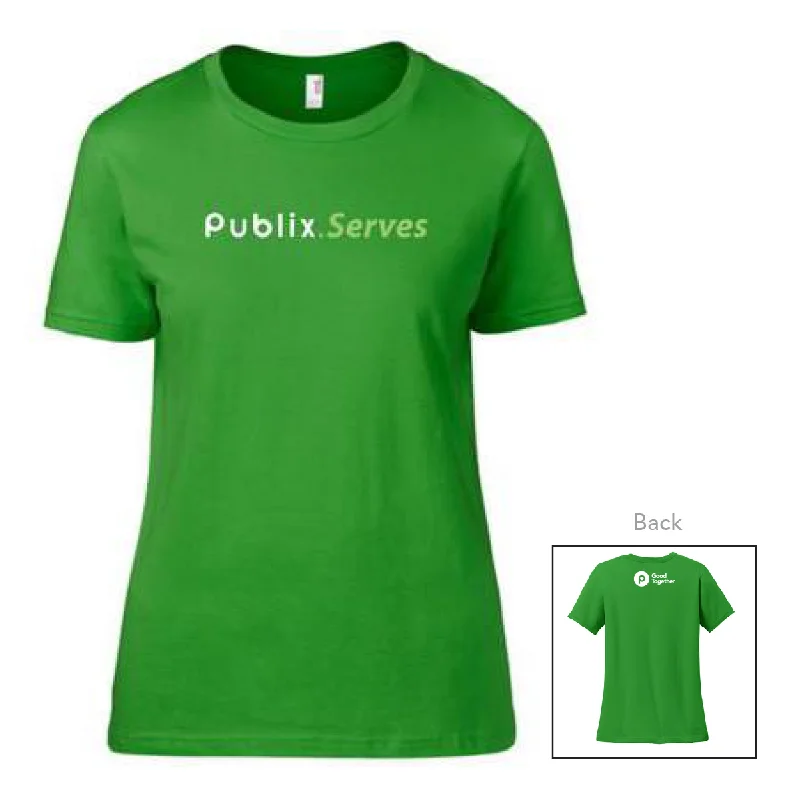 Long Sleeve Women T Shirt for Cooler WeatherPublix Serves Good Together Ladies T-Shirt - Apple Green