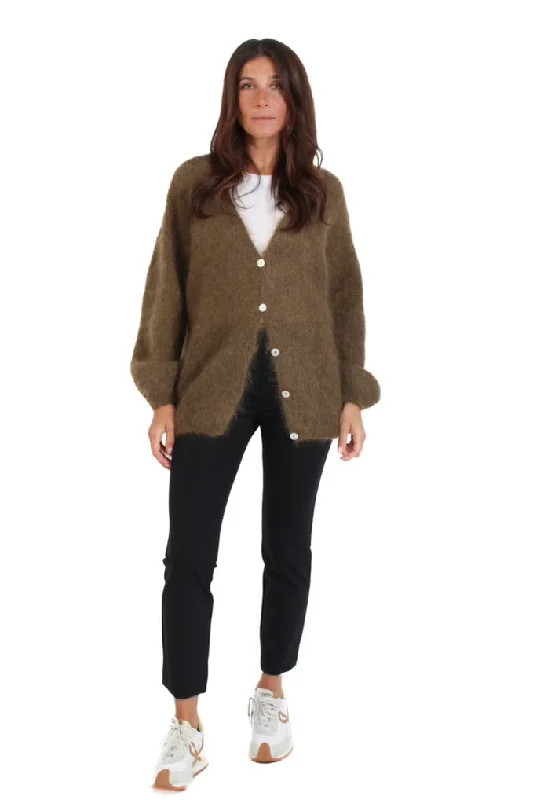 v neck women cardigan to elongate the necklineBrown Cornelia Cardigan