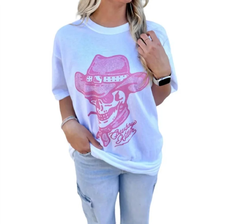 Women's Long Sleeve Turtleneck Cashmere SweatersCowboy Killer Vintage Tee In White