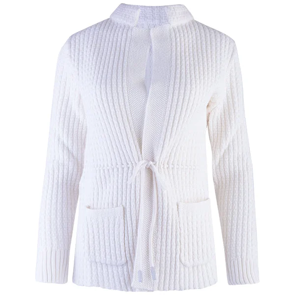 maternity women cardigan for expecting momsDrawstring Waist Cardigan in White