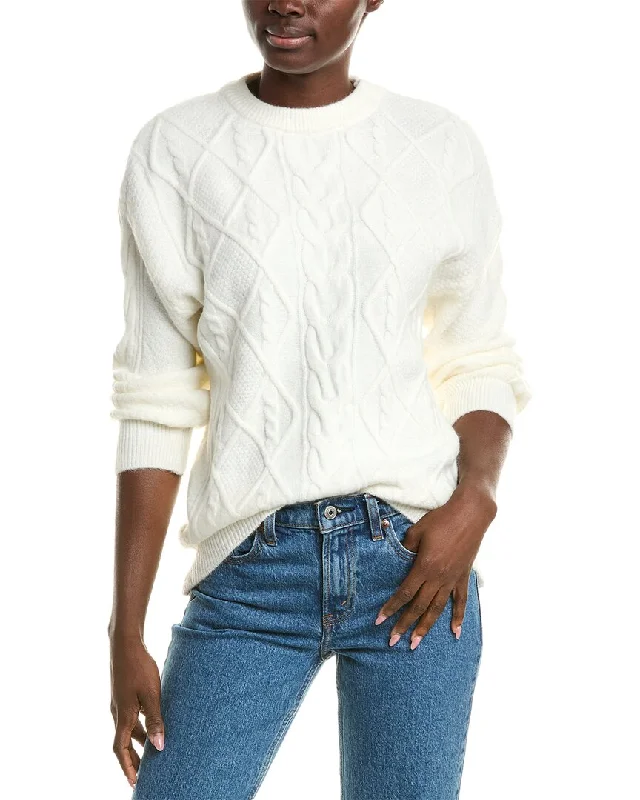 Plus Size Women's Ruffled Hem Sweaters in Floral PrintsFemme Society Cashmere-Blend Pullover