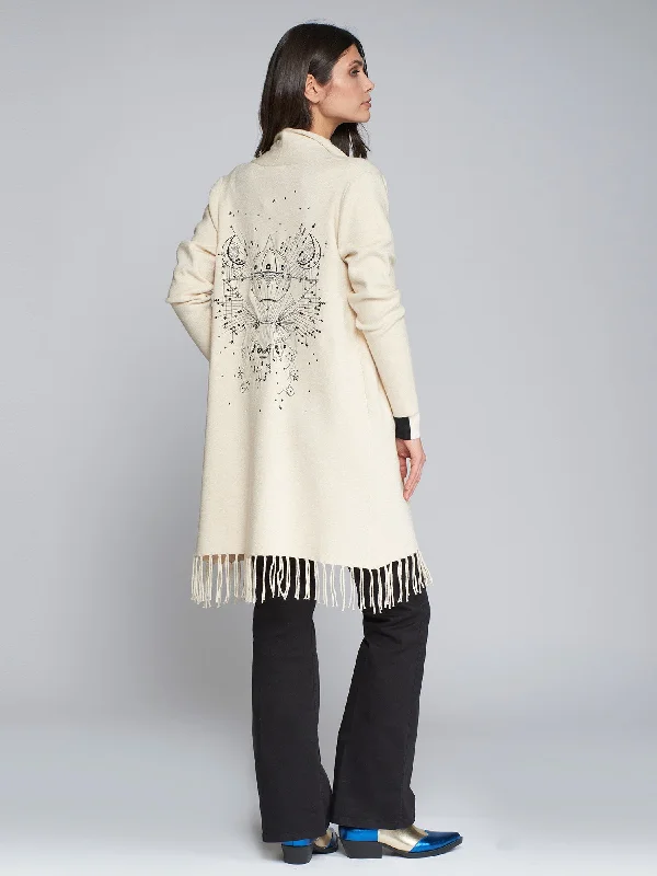 cashmere blend women cardigan for a luxurious feelFringe Cardigan in Beige