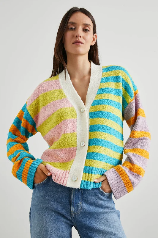 ribbed women cardigan with a classic textureGeneva Cardigan in Mixed Stripe