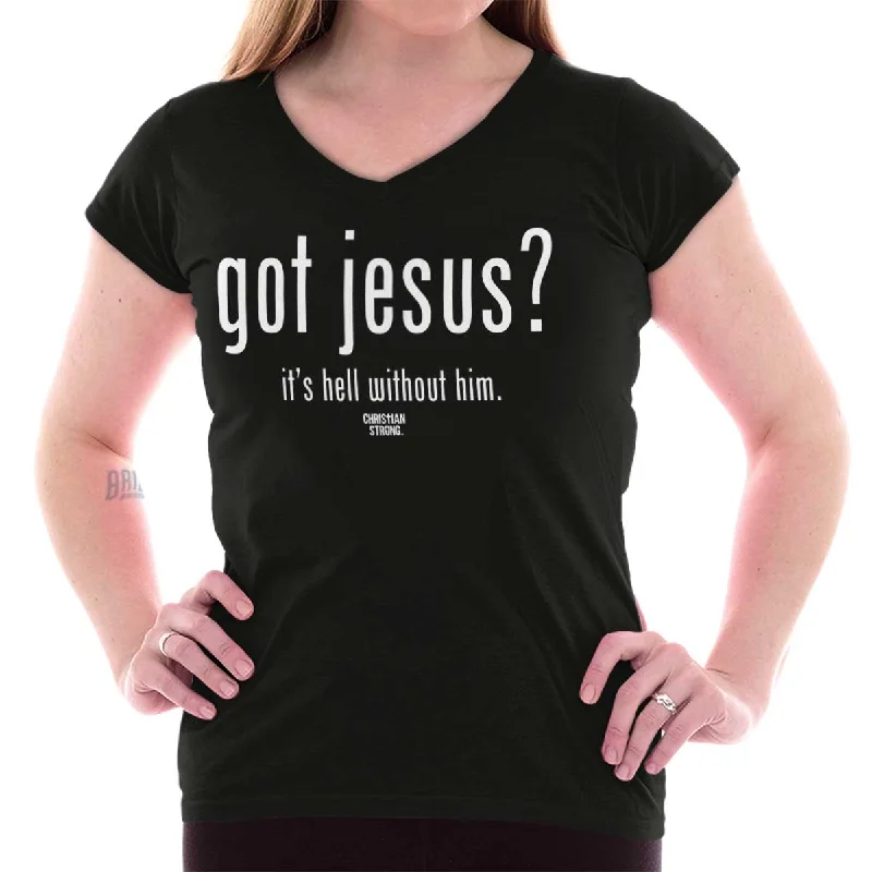 Sheer Women T Shirt for a Stylish and Alluring LookGot Jesus? Junior Fit V-Neck T Shirt