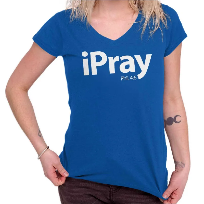 Muscle Women T Shirt for a Sporty and Casual LookI Pray Philippians Junior Fit V-Neck T Shirt