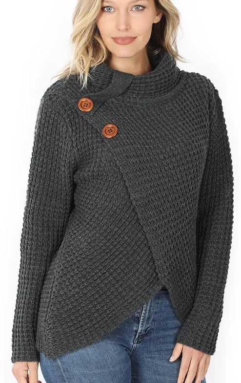 Bell - Sleeve Women's Mohair - Wool Blend SweatersIt's Sweater  Weatha in Charcoal Gray (IN STOCK)