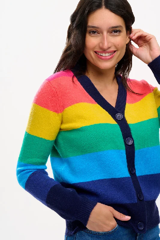 machine washable women cardigan for easy careIzzy Cardigan in Rainbow Stripes