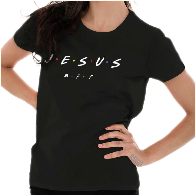 Embroidered Women T Shirt with Intricate DetailsJesus Christ BFF Ladies T Shirt