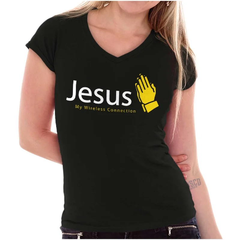 Puff Sleeve Women T Shirt for a Fashion - Forward LookJesus Connection Junior Fit V-Neck T Shirt