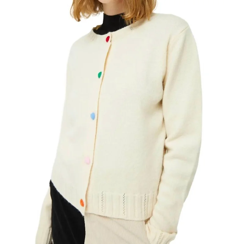 ribbed women cardigan with a classic textureKnitted Heart Cardigan In Off White