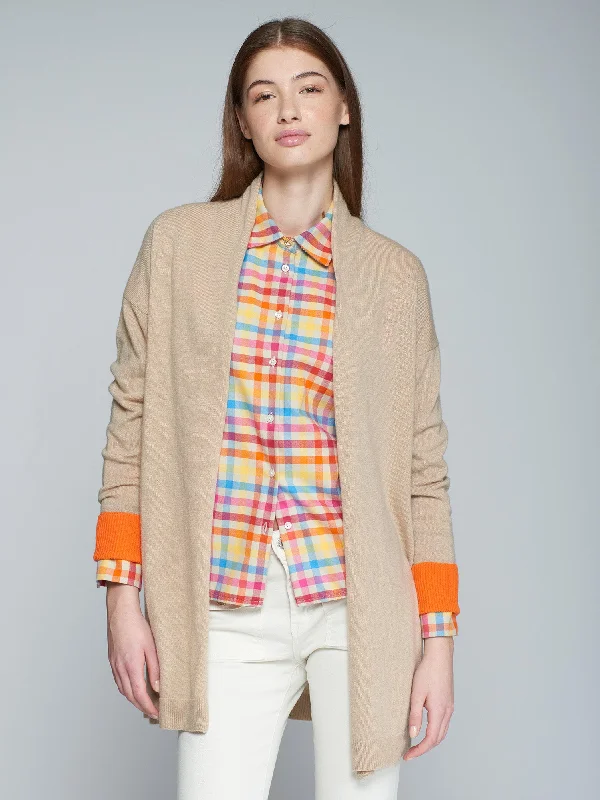 ribbed women cardigan with a classic textureLana Cardigan in Camel