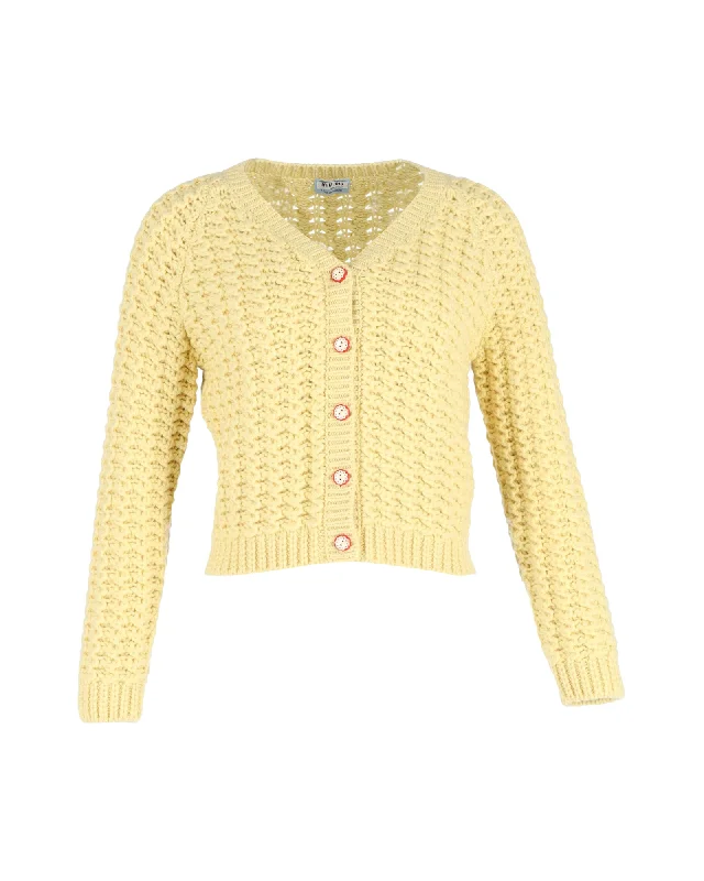 maternity women cardigan for expecting momsMiu Miu Once Upon A Time Cardigan In Yellow Cashmere