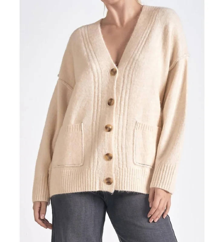 v neck women cardigan to elongate the necklineOversized Cardigan In Off White