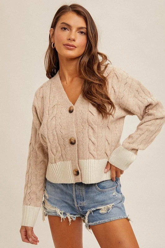 oversized women cardigan for a trendy and cozy lookParkin Knit Contrast Button-Down Cardigan Sweater