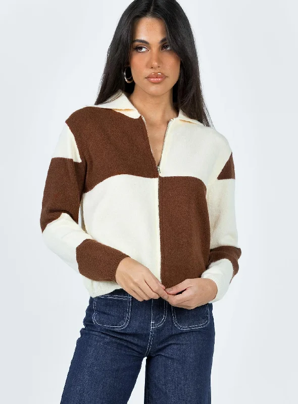 Women's Long Sleeve Turtleneck Cashmere SweatersPembroke Sweater Brown / Cream