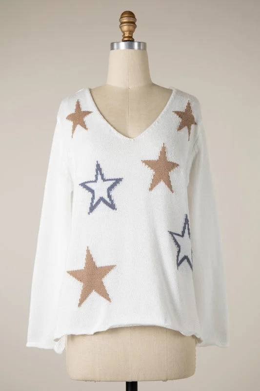 Boat Neck Women's Merino Wool Sweaters in Neutral ShadesSawyer Star Sweater