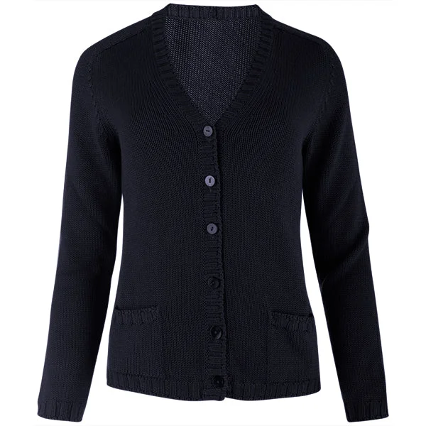 plus size women cardigan for comfortable layeringShort Varsity Cardigan in Navy