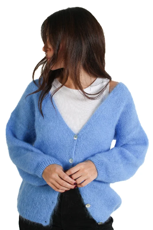 color block women cardigan with bold huesSky Blue Cornelia Cardigan