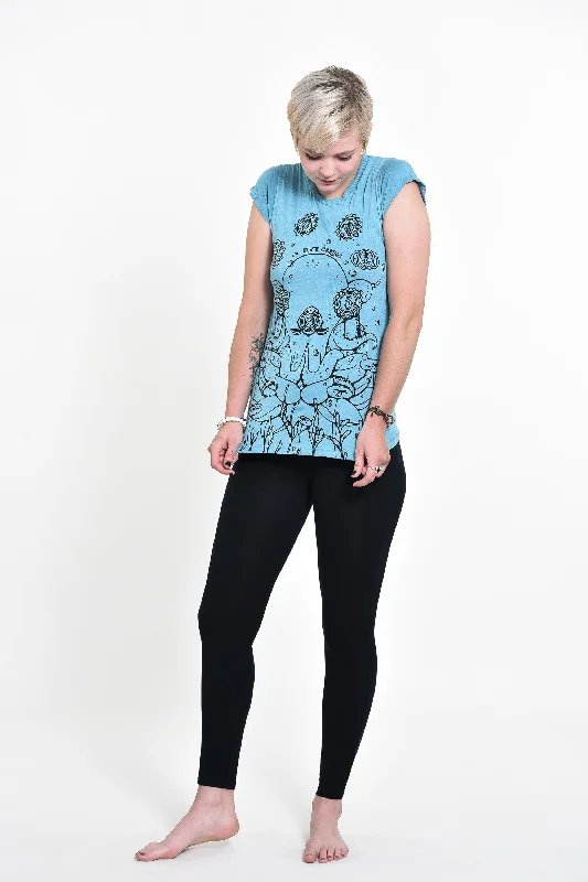 V - Neck Women T Shirt to Enhance the NecklineWomens Octopus Chakras T-Shirt in Turquoise