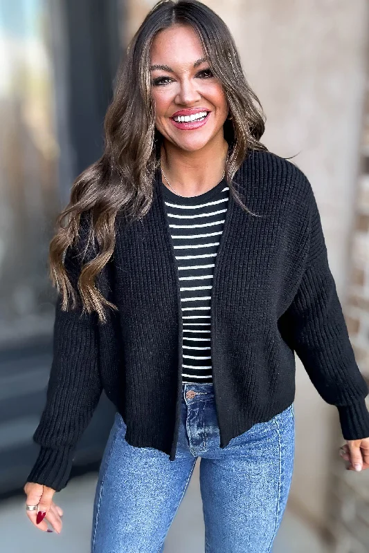 boyfriend style women cardigan for a relaxed fitSweater Black Cardigan