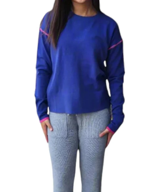 High - Low Hem Women's Cashmere - Blended SweatersSweater Weather Long Sleeve Top In Dark Perwinkle