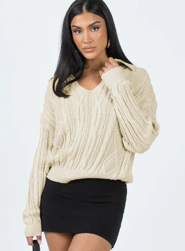 Women's Long Sleeve Turtleneck Cashmere SweatersSymons Sweater Cream