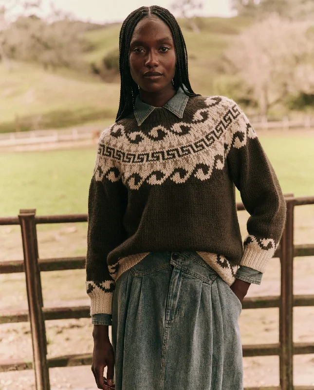 Button - Down Women's Shetland Wool Sweaters in Traditional PatternsThe Greek Key Pullover. -- Driftwood