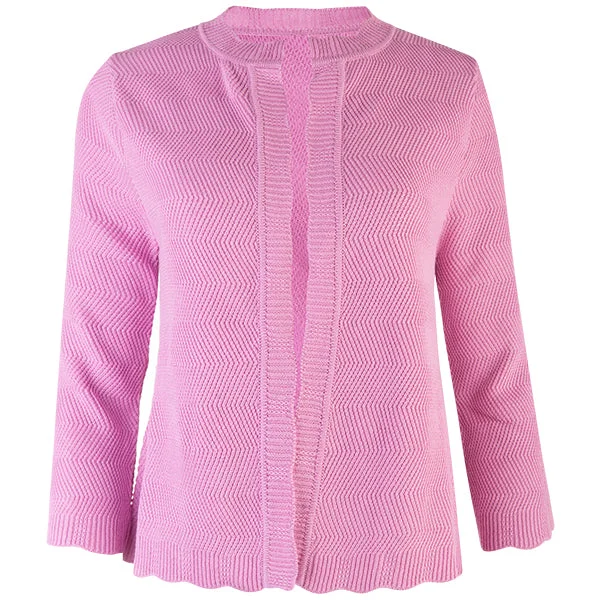 cashmere blend women cardigan for a luxurious feelWavy Cotton Cardigan in Bubble Gum Pink