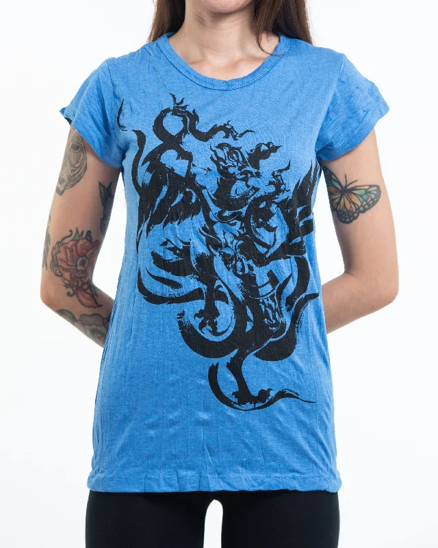 Crop Top Women T Shirt to Pair with High - Waisted BottomsWomens Garuda T-Shirt in Blue