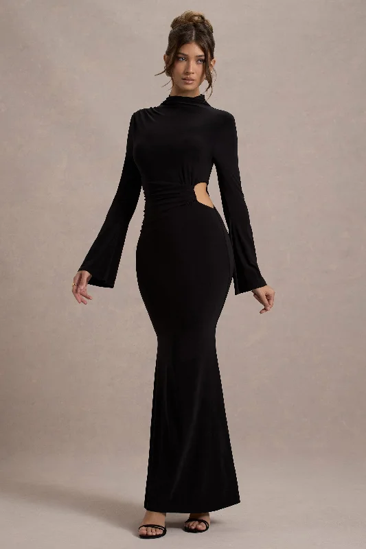 Little Black Women Dress with Sequins for a Glamorous Night OutAnderson | Black High-Neck Cut-Out Maxi Dress