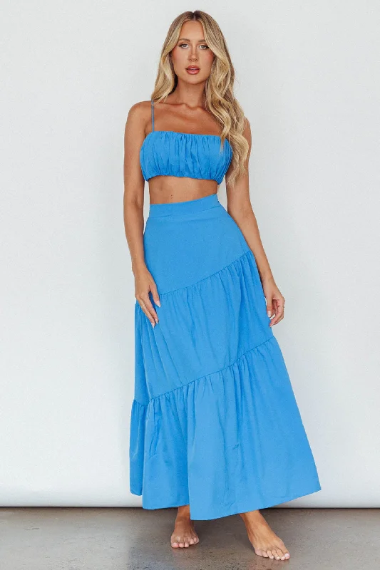 Plus Size Women Dress with a Flattering A - Line Cut for Comfort and StyleBondi Waist Tie Maxi Skirt Sapphire